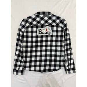 Georgia Bulldogs Reworked Upcycled Black & White Flannel Button Up Shirt Small